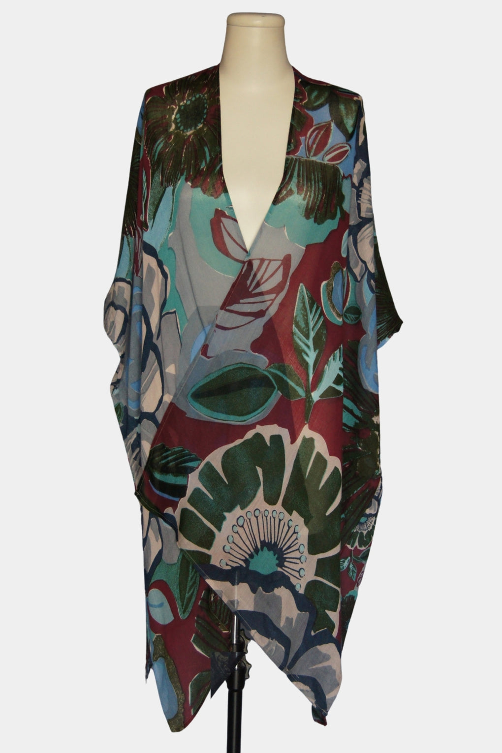 Graded Flowers Print kimono (SE-2128_Aubergine)