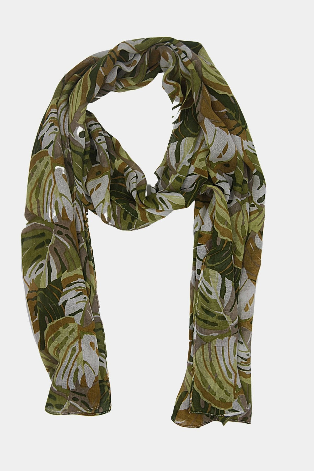 Overlapping Flowers Print Scarf (SE-2160_Green)