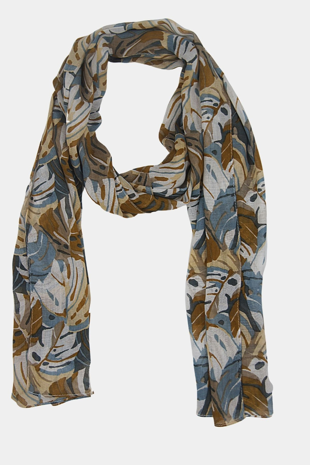 Overlapping Flowers Print Scarf (SE-2160_Blue)