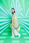 Contrast Stripe Yarn Dyed Trendy Kimono (SE-2351_Lime)