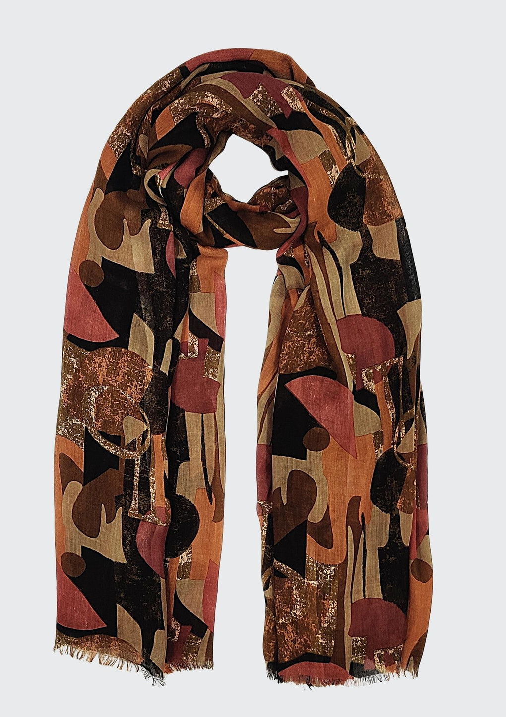 Musical Print Scarf  (SE-2522_Brown)