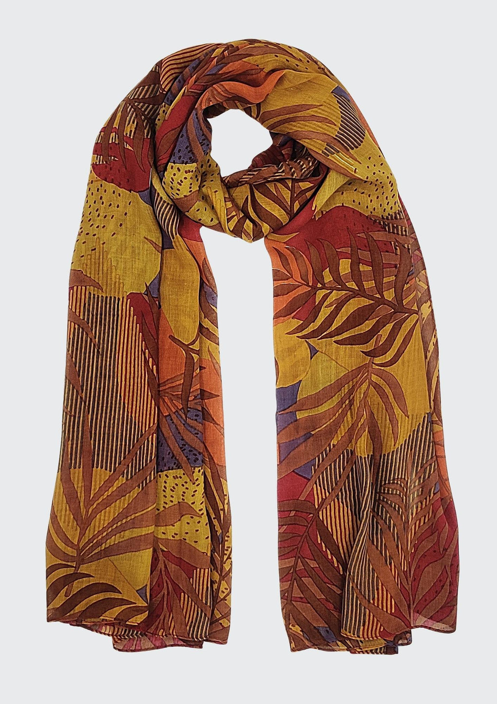 Bamboo Leaves Print Scarf (SE-2532_Red)