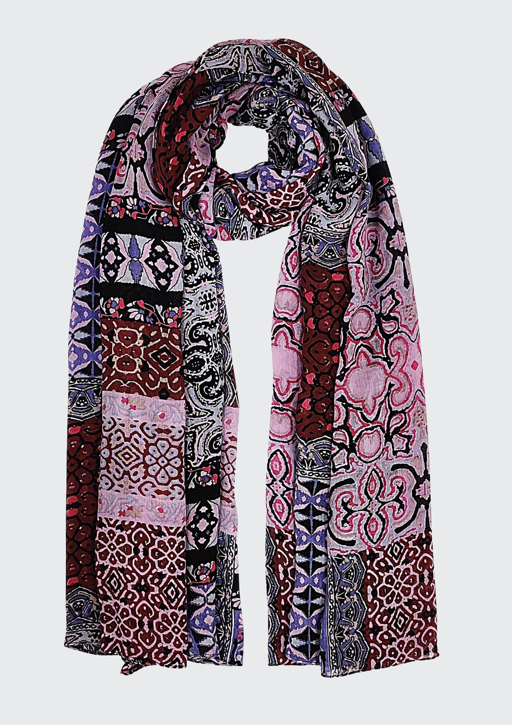 Mix Patch Ethnic Scarf (SE-2555_Lilac)