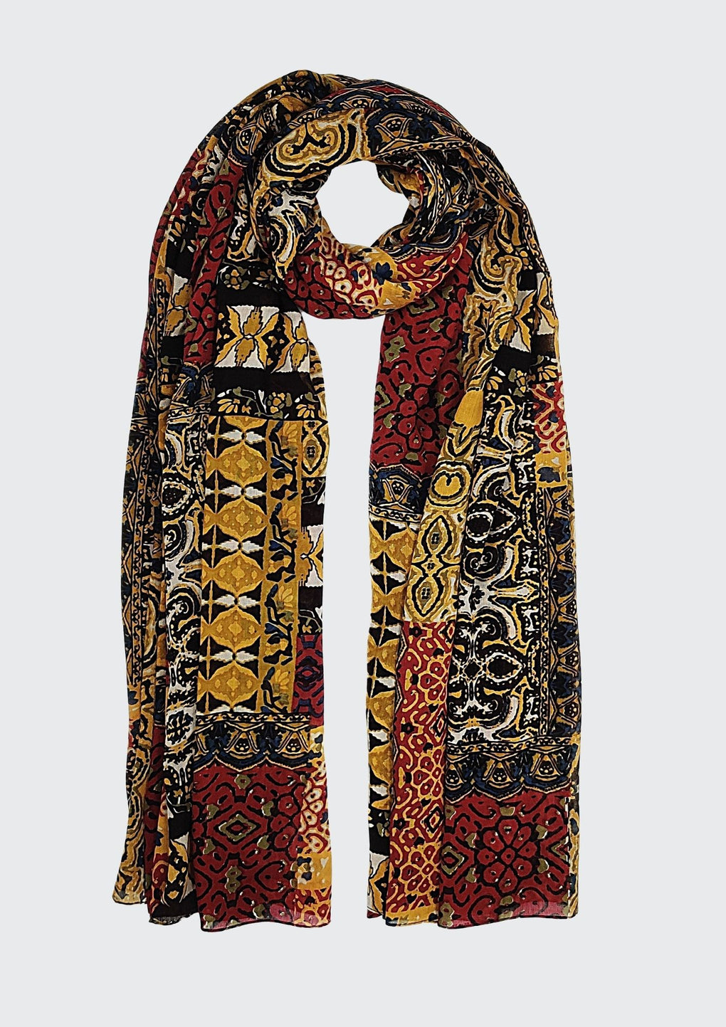 Mix Patch Ethnic Scarf (SE-2555_Gold)