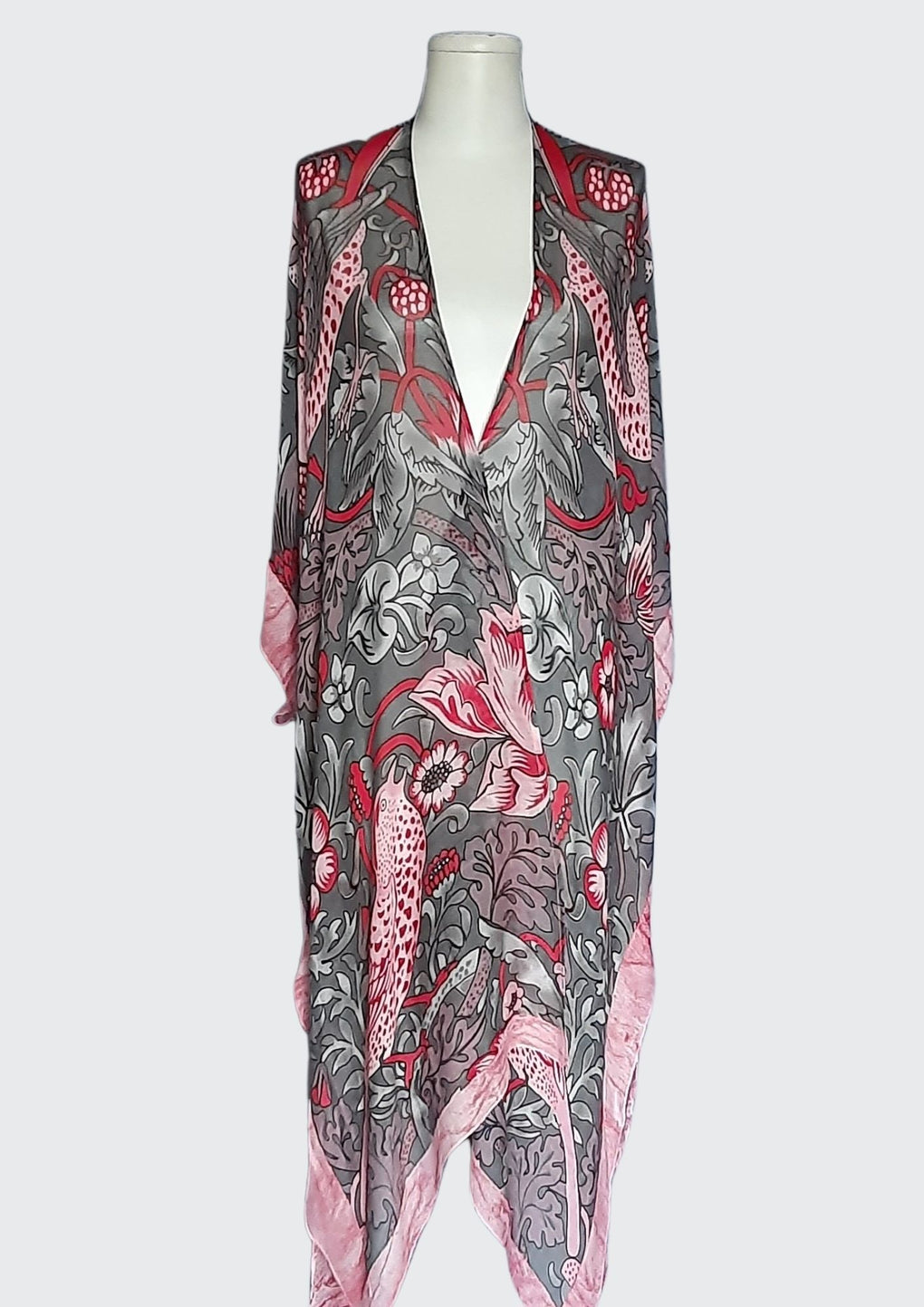 Birds Print Kimono (SE-2619_Grey)